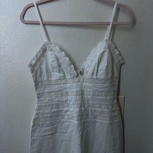 MAJORELLE White Lace Midi Dress